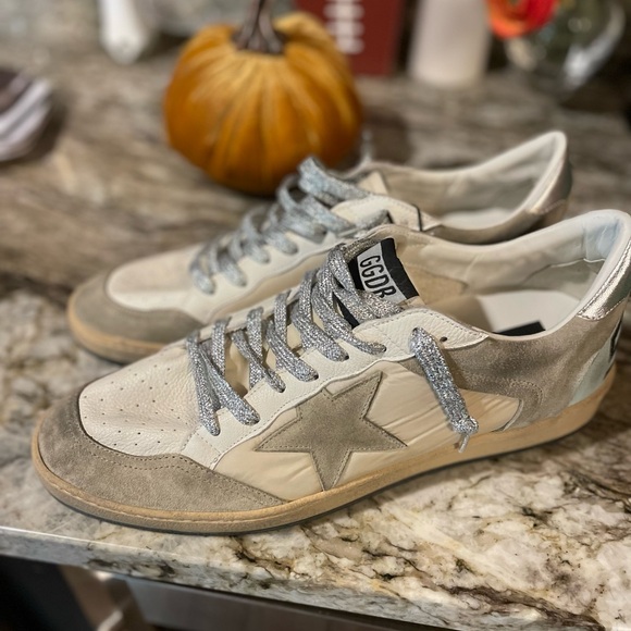 Golden Goose Men's Ball Stars NWT Cream and Gray Suede Sneakers Box  Included - Picture 1 of 10